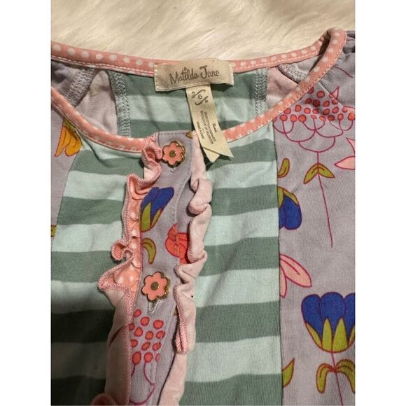 Matilda Jane Happy & free lollipop sleeveless ruffle hem top floral 6 - Picture 3 of 5